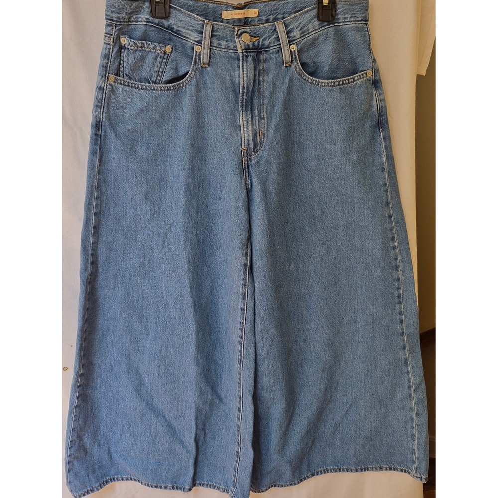 Levis XL Super Wide leg Jeans Medium Wash High Rise Wide Leg Denim Pants 30